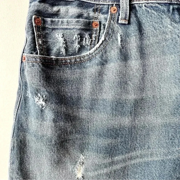 Levi’s Waterless Button Fly Raw Hem Deconstructed Denim Mini Skirt Size 31 - Picture 4 of 14